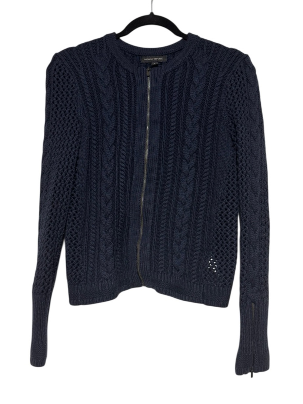 Banana Republic Chunky Cable Knit Sweater Cardigan Women Size S Heritage Blue